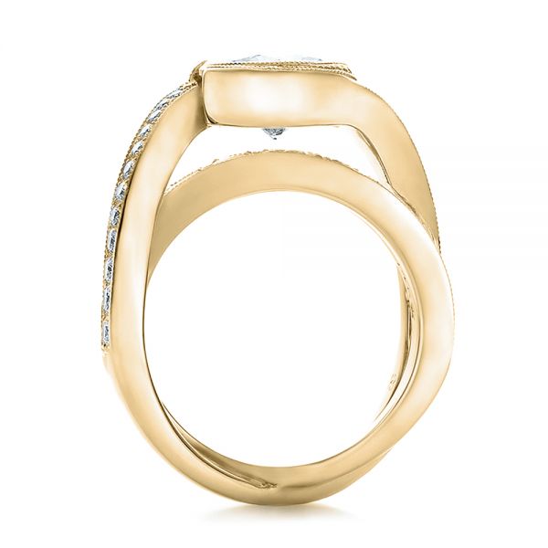 18k Yellow Gold 18k Yellow Gold Custom Interlocking Diamond Engagement Ring - Front View -  100615