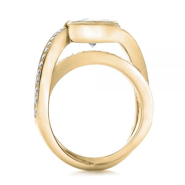 14k Yellow Gold 14k Yellow Gold Custom Interlocking Diamond Engagement Ring - Front View - 100615