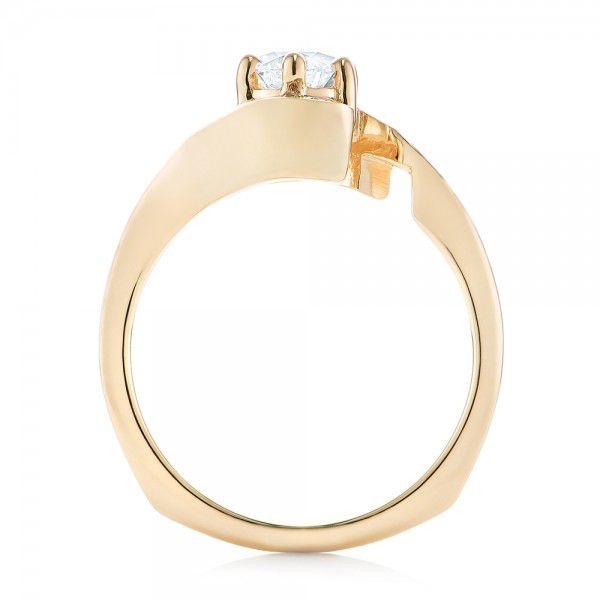 14k Yellow Gold Custom Interlocking Diamond Engagement Ring - Front View -  103441