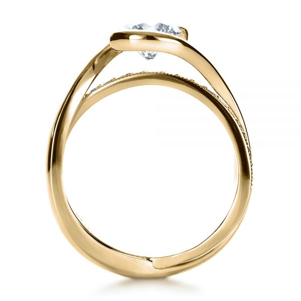 18k Yellow Gold 18k Yellow Gold Custom Interlocking Diamond Engagement Ring - Front View -  1169