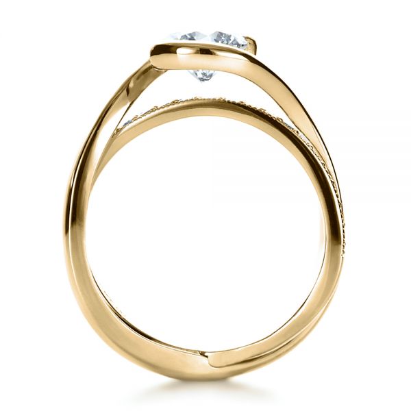 18k Yellow Gold 18k Yellow Gold Custom Interlocking Diamond Engagement Ring - Front View - 1169