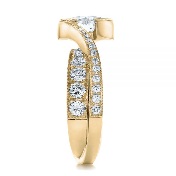 14k Yellow Gold 14k Yellow Gold Custom Interlocking Diamond Engagement Ring - Side View -  100615