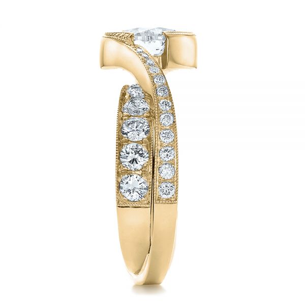 14k Yellow Gold 14k Yellow Gold Custom Interlocking Diamond Engagement Ring - Side View - 100615