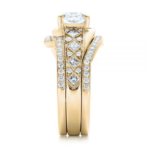 18k Yellow Gold 18k Yellow Gold Custom Interlocking Diamond Engagement Ring - Side View -  102177
