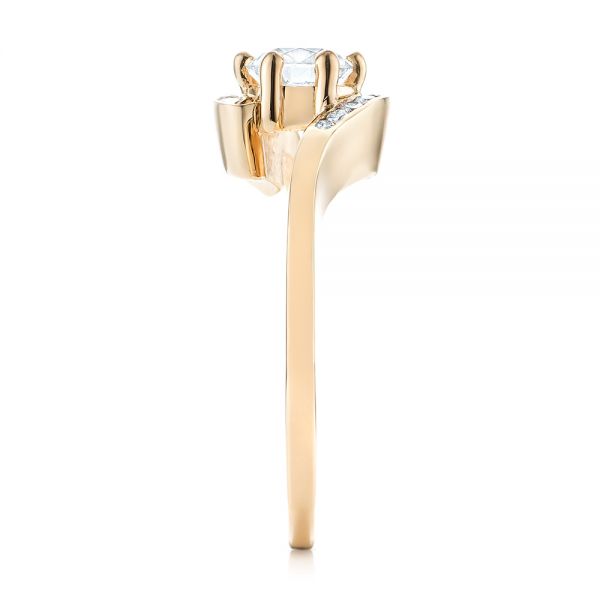 18k Yellow Gold 18k Yellow Gold Custom Interlocking Diamond Engagement Ring - Side View -  103441