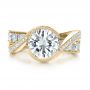 18k Yellow Gold 18k Yellow Gold Custom Interlocking Diamond Engagement Ring - Top View -  100615 - Thumbnail
