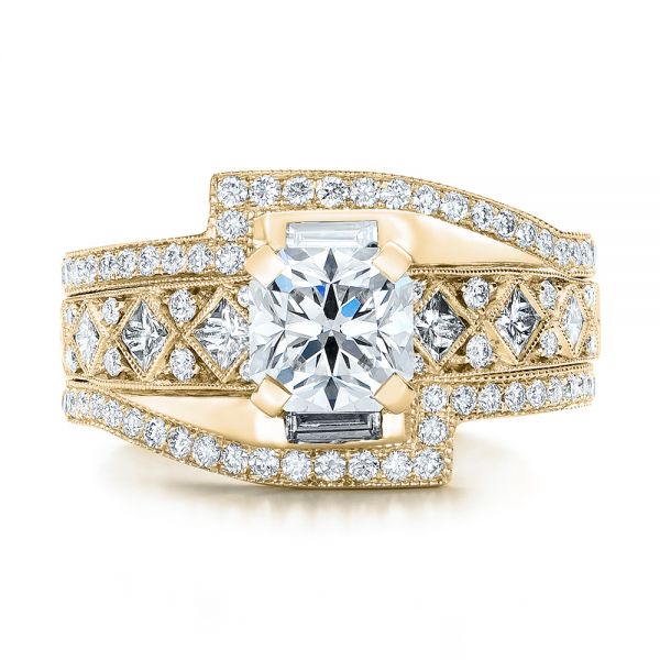 18k Yellow Gold 18k Yellow Gold Custom Interlocking Diamond Engagement Ring - Top View -  102177