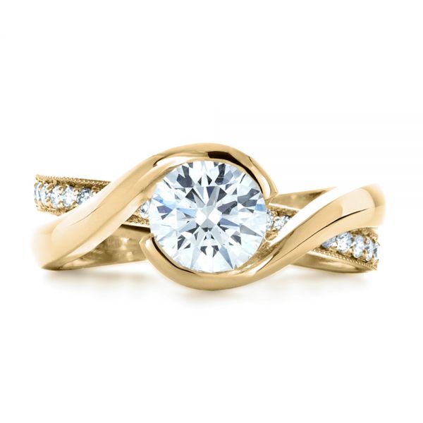14k Yellow Gold 14k Yellow Gold Custom Interlocking Diamond Engagement Ring - Top View -  1169