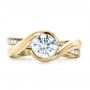 18k Yellow Gold 18k Yellow Gold Custom Interlocking Diamond Engagement Ring - Top View -  1169 - Thumbnail