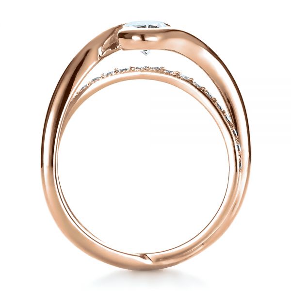 18k Rose Gold 18k Rose Gold Custom Interlocking Engagement Ring - Front View -  1437