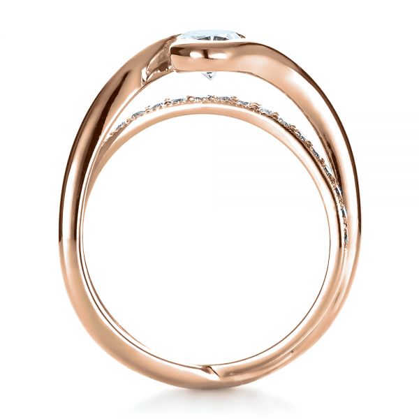18k Rose Gold 18k Rose Gold Custom Interlocking Engagement Ring - Front View - 1437