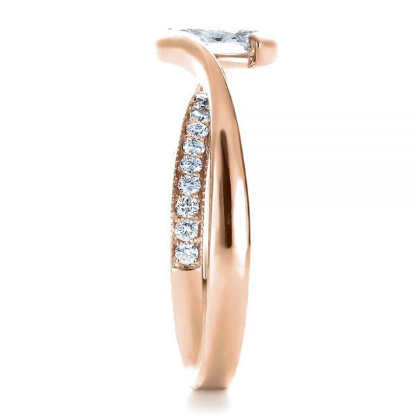 18k Rose Gold 18k Rose Gold Custom Interlocking Engagement Ring - Side View -  1437