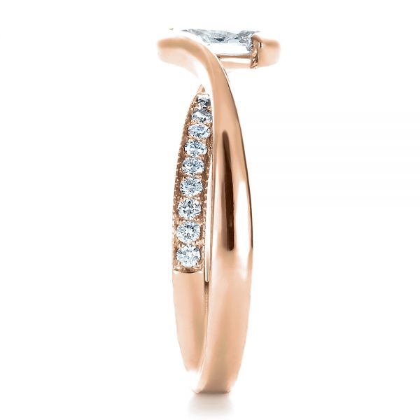18k Rose Gold 18k Rose Gold Custom Interlocking Engagement Ring - Side View - 1437
