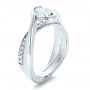 14k White Gold Custom Interlocking Engagement Ring - Three-Quarter View -  1437 - Thumbnail