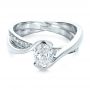 14k White Gold Custom Interlocking Engagement Ring - Flat View -  1437 - Thumbnail