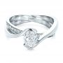 18k White Gold 18k White Gold Custom Interlocking Engagement Ring - Flat View -  1437 - Thumbnail