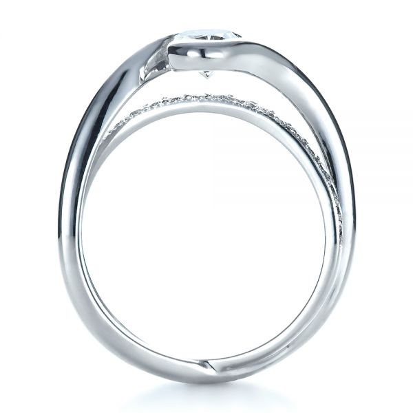 14k White Gold Custom Interlocking Engagement Ring - Front View -  1437