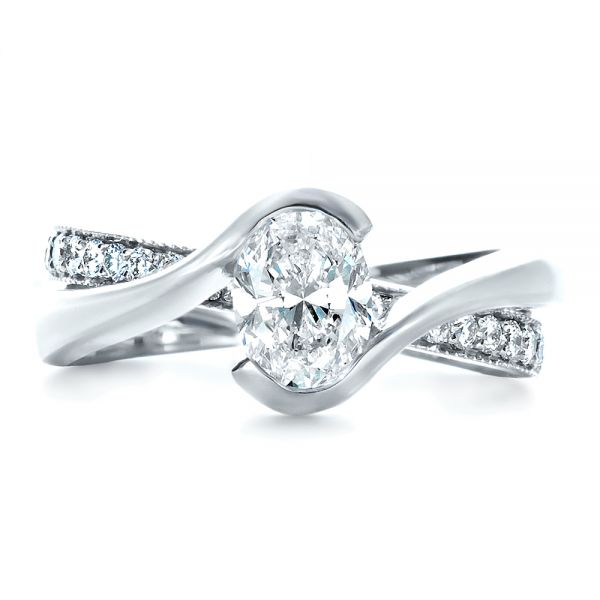  Platinum Platinum Custom Interlocking Engagement Ring - Top View -  1437