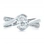 14k White Gold Custom Interlocking Engagement Ring - Top View -  1437 - Thumbnail