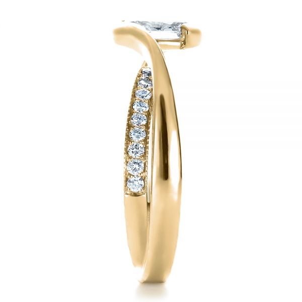 18k Yellow Gold 18k Yellow Gold Custom Interlocking Engagement Ring - Side View -  1437