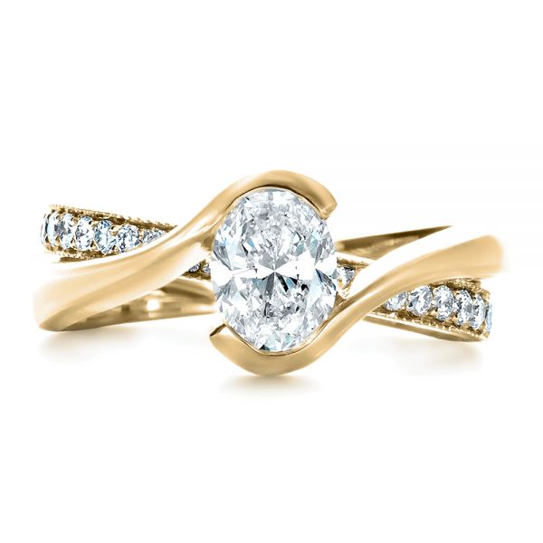 18k Yellow Gold 18k Yellow Gold Custom Interlocking Engagement Ring - Top View - 1437