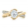 18k Yellow Gold 18k Yellow Gold Custom Interlocking Engagement Ring - Top View -  1437 - Thumbnail