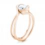 14k Rose Gold 14k Rose Gold Custom Interlocking Solitaire Engagement Ring - Three-Quarter View -  102244 - Thumbnail
