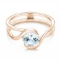 14k Rose Gold 14k Rose Gold Custom Interlocking Solitaire Engagement Ring - Flat View -  102244 - Thumbnail