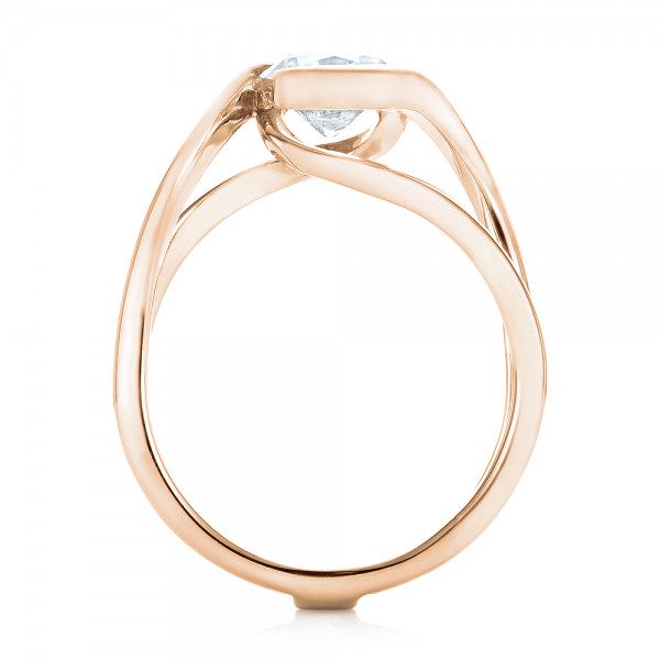 14k Rose Gold 14k Rose Gold Custom Interlocking Solitaire Engagement Ring - Front View -  102244