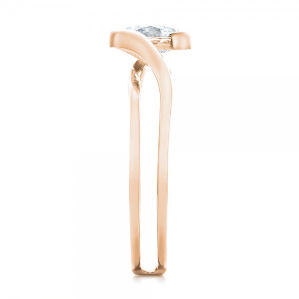 14k Rose Gold 14k Rose Gold Custom Interlocking Solitaire Engagement Ring - Side View - 102244