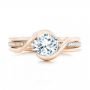 14k Rose Gold 14k Rose Gold Custom Interlocking Solitaire Engagement Ring - Top View -  102244 - Thumbnail