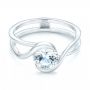  Platinum Custom Interlocking Solitaire Engagement Ring - Flat View -  102244 - Thumbnail