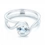 18k White Gold 18k White Gold Custom Interlocking Solitaire Engagement Ring - Flat View -  102244 - Thumbnail