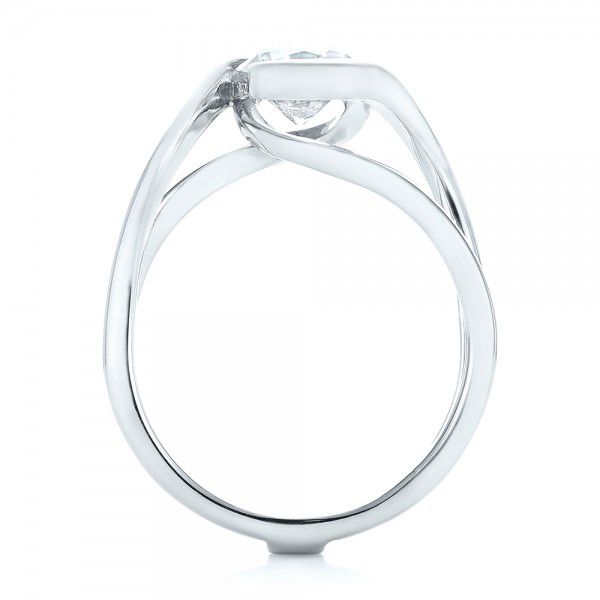 18k White Gold 18k White Gold Custom Interlocking Solitaire Engagement Ring - Front View -  102244