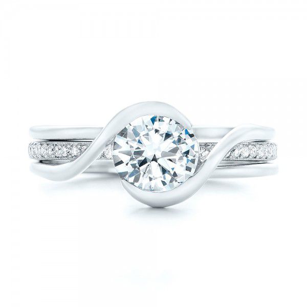 Custom Interlocking Solitaire Engagement Ring - Image