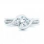  Platinum Custom Interlocking Solitaire Engagement Ring - Top View -  102244 - Thumbnail