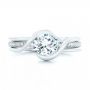 14k White Gold 14k White Gold Custom Interlocking Solitaire Engagement Ring - Top View -  102244 - Thumbnail