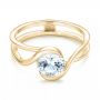 14k Yellow Gold 14k Yellow Gold Custom Interlocking Solitaire Engagement Ring - Flat View -  102244 - Thumbnail