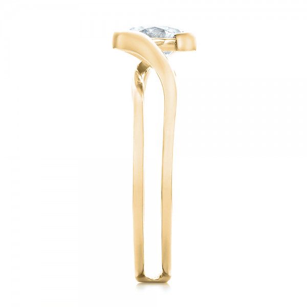 14k Yellow Gold 14k Yellow Gold Custom Interlocking Solitaire Engagement Ring - Side View - 102244