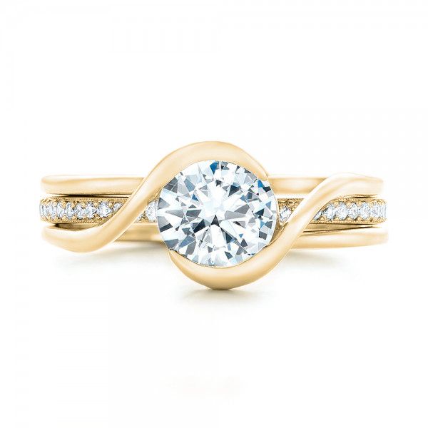 14k Yellow Gold 14k Yellow Gold Custom Interlocking Solitaire Engagement Ring - Top View -  102244