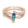 18k Rose Gold 18k Rose Gold Custom Irradiated Blue Diamond Engagement Ring - Flat View -  102161 - Thumbnail