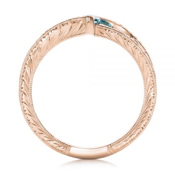 18k Rose Gold 18k Rose Gold Custom Irradiated Blue Diamond Engagement Ring - Front View -  102161