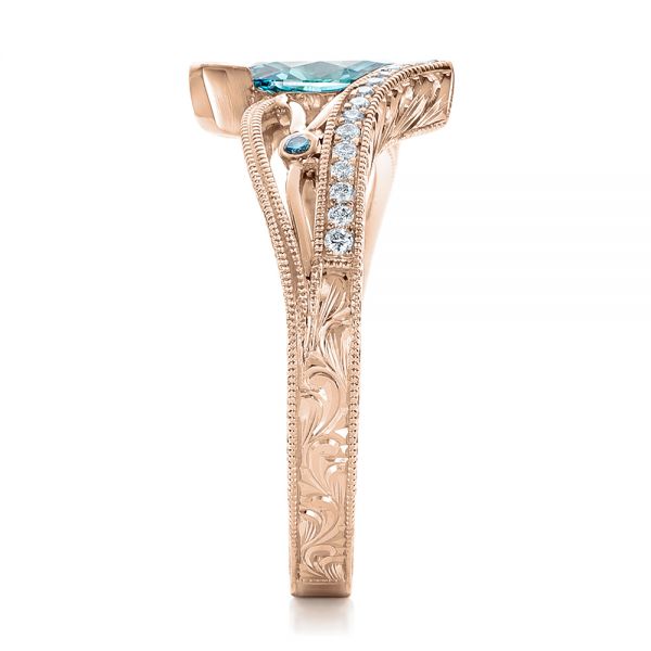 14k Rose Gold 14k Rose Gold Custom Irradiated Blue Diamond Engagement Ring - Side View - 102161