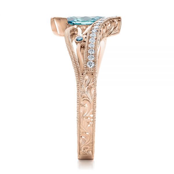 14k Rose Gold 14k Rose Gold Custom Irradiated Blue Diamond Engagement Ring - Side View -  102161