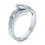 14k White Gold Custom Irradiated Blue Diamond Engagement Ring - Three-Quarter View -  102161 - Thumbnail