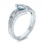 18k White Gold 18k White Gold Custom Irradiated Blue Diamond Engagement Ring - Three-Quarter View -  102161 - Thumbnail