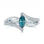 14k White Gold Custom Irradiated Blue Diamond Engagement Ring - Top View -  102161 - Thumbnail