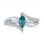  Platinum Platinum Custom Irradiated Blue Diamond Engagement Ring - Top View -  102161 - Thumbnail