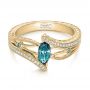 18k Yellow Gold 18k Yellow Gold Custom Irradiated Blue Diamond Engagement Ring - Flat View -  102161 - Thumbnail