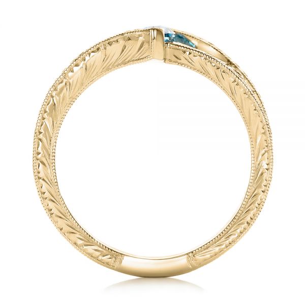 18k Yellow Gold 18k Yellow Gold Custom Irradiated Blue Diamond Engagement Ring - Front View - 102161